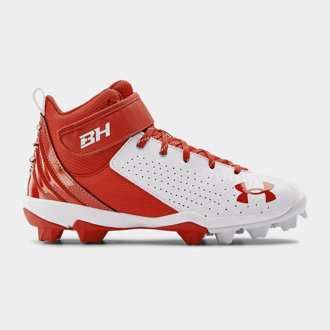 Under Armour Harper 5 Mid RM Jr. - Chlapcenske Baseballová Obuv - Biele/Červené